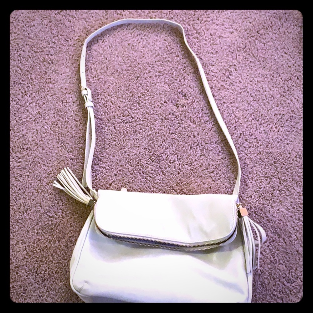 Cream cross body purse